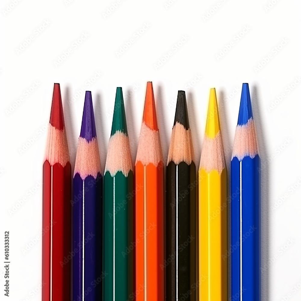 Colored pencils. Back to school. Art. Generative AI Colored pencils. Back to school. Art. Generative AI