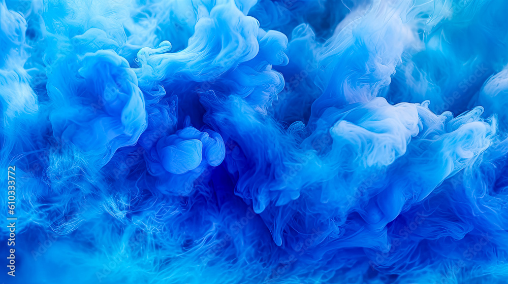 Blue puffs of smoke, acrylic drawing, idea for a holiday, concept for a background or banner, AI generated