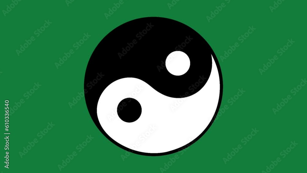 Yin Yang symbol rotating video in green screen Yin Yang symbol rotating video in green screen