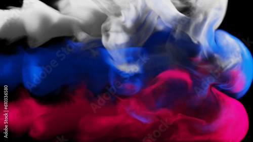 Quadro em tela Puffs of multi-colored smoke move on a black background
