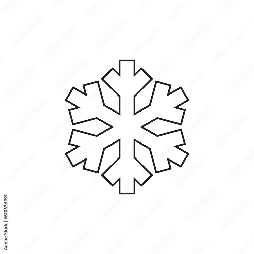 Snowflake Icon, Minimal Snow Symbol, Snow Flake Sign, Snowflakes for Winter Design and Christmas Decoration