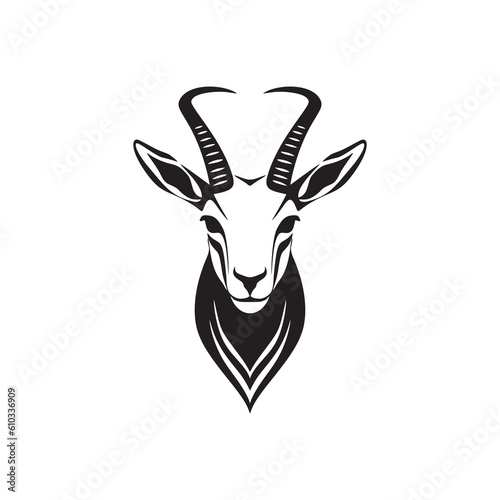 Antelope Icon, Impala Head Logo, Antilopa Symbol, Gazelle Sign, Wildlife African Animal, Safari Concept photo