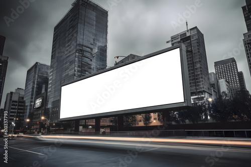 Blank space billboard in a modern city in hdr style - Template design theme - Generative AI