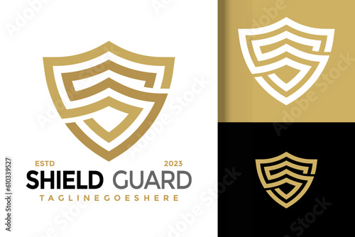 Simple modern shield initial letter Ss logo vector icon illustration