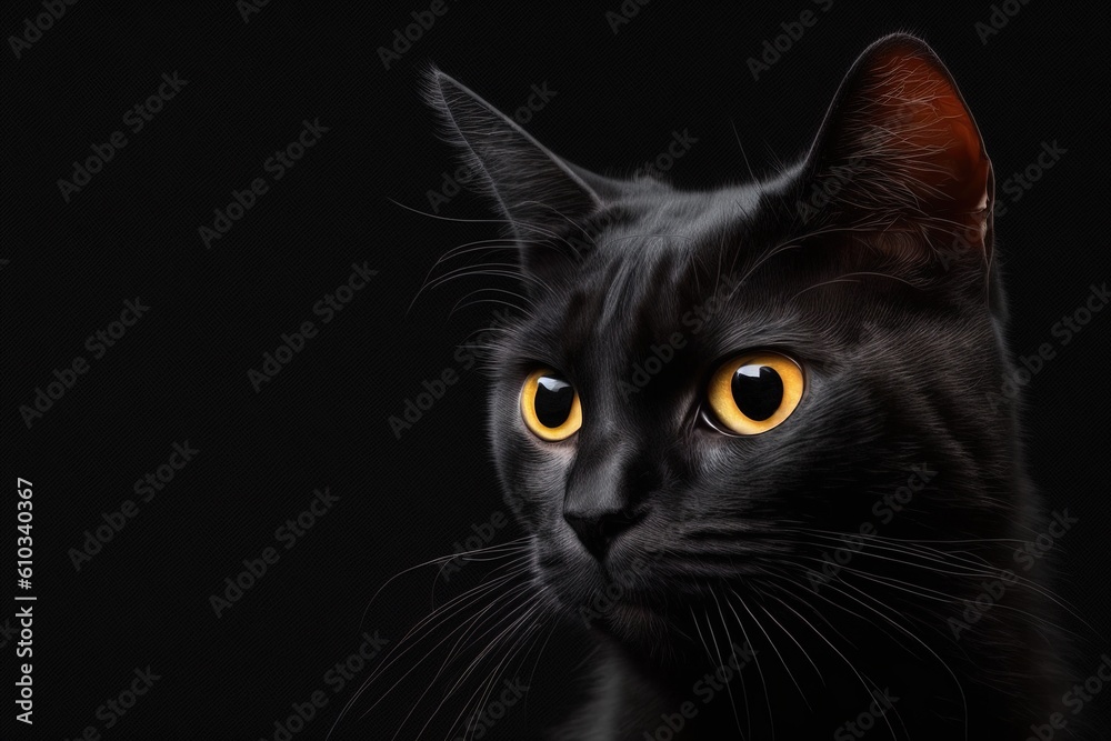 side view of cat on black background generated ai