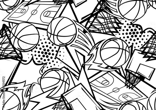 Pattern with basketball items. Sport club illustration.