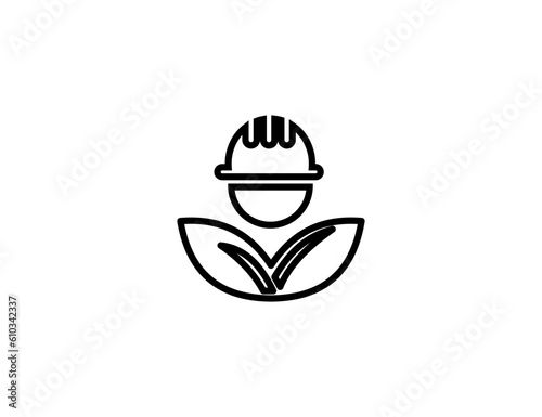 green helmet hand drawn icon design