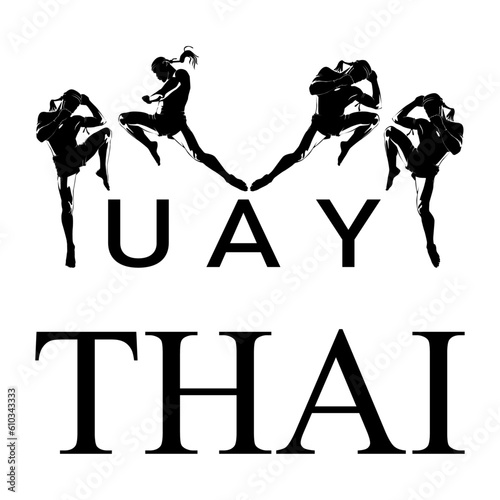 Thai boxingThai boxing.Self-defense art on white background-vector