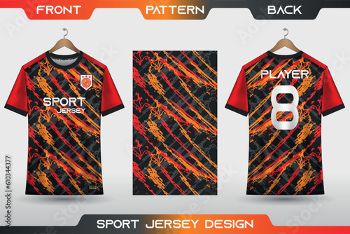 Sports jersey and t-shirt template sports jersey design. Sports design for football, racing, gaming jersey. with front, back view and pattern.