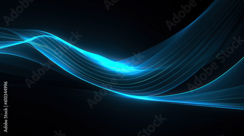 Ai generated illustration beautiful abstract wave technology background with blue green light