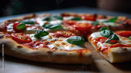 A closeup magazine quality shot of a traditional Italian pizza Margherita, insane details, food photography - generative AI