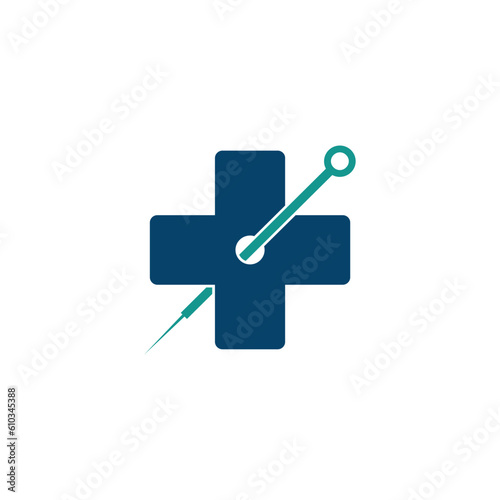  Abstract medical cross herbal acupuncture logo