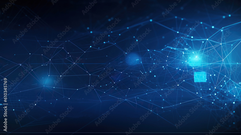 Fototapeta premium Ai generated illustration blue network of connected dots