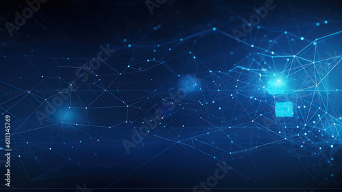 Ai generated illustration blue network of connected dots