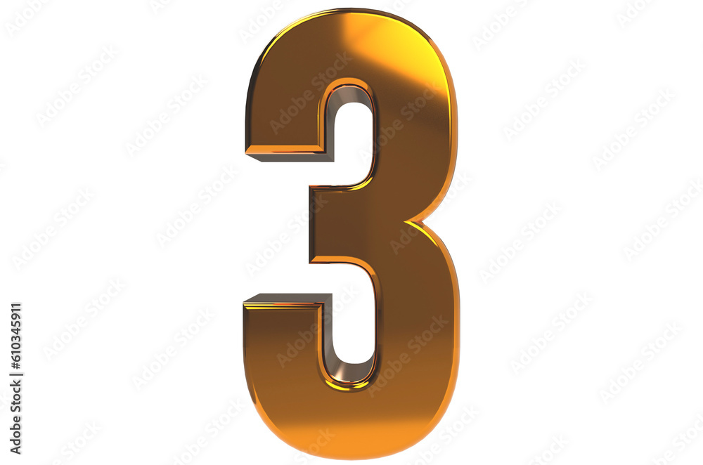 3d gold number 3 on transparent background PNG 3d gold number 3 on transparent background PNG