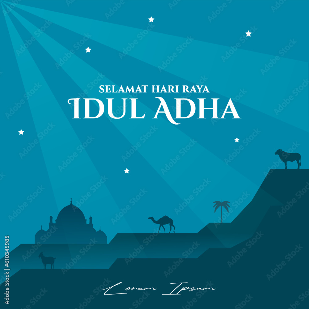 Eid Al Adha Banner and greetings Design Vector Illustration. Islamic and Arabic Background for Muslim Community Festival. Moslem Holiday. selamat hari raya Idul Adha translates to Eid al Adha mubarak. Eid Al Adha Banner and greetings Design Vector Illustration. Islamic and Arabic Background for Muslim Community Festival. Moslem Holiday. selamat hari raya Idul Adha translates to Eid al Adha mubarak.