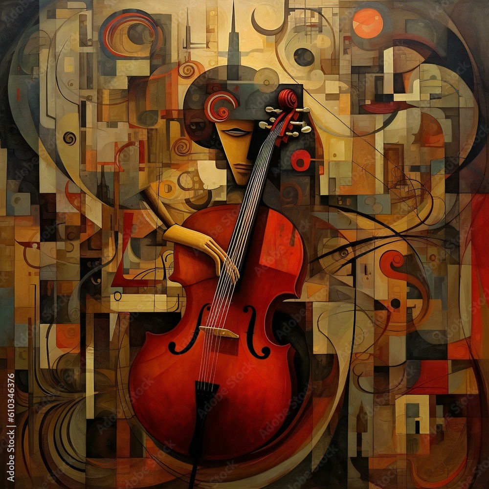 Naklejka premium the contemporary old vintage art of cello music. Created with generative AI technology.