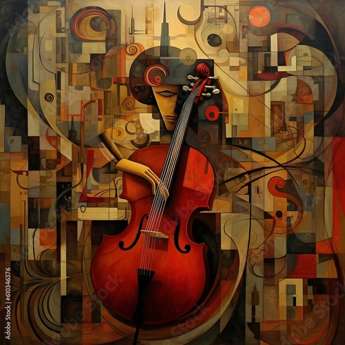 the contemporary old vintage art of cello music. Created with generative AI technology.
