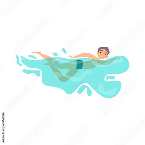 Swimming Man flat icon. Colored vector element from beach people collection. Creative Swimming Man icon for web design, templates and infographics.