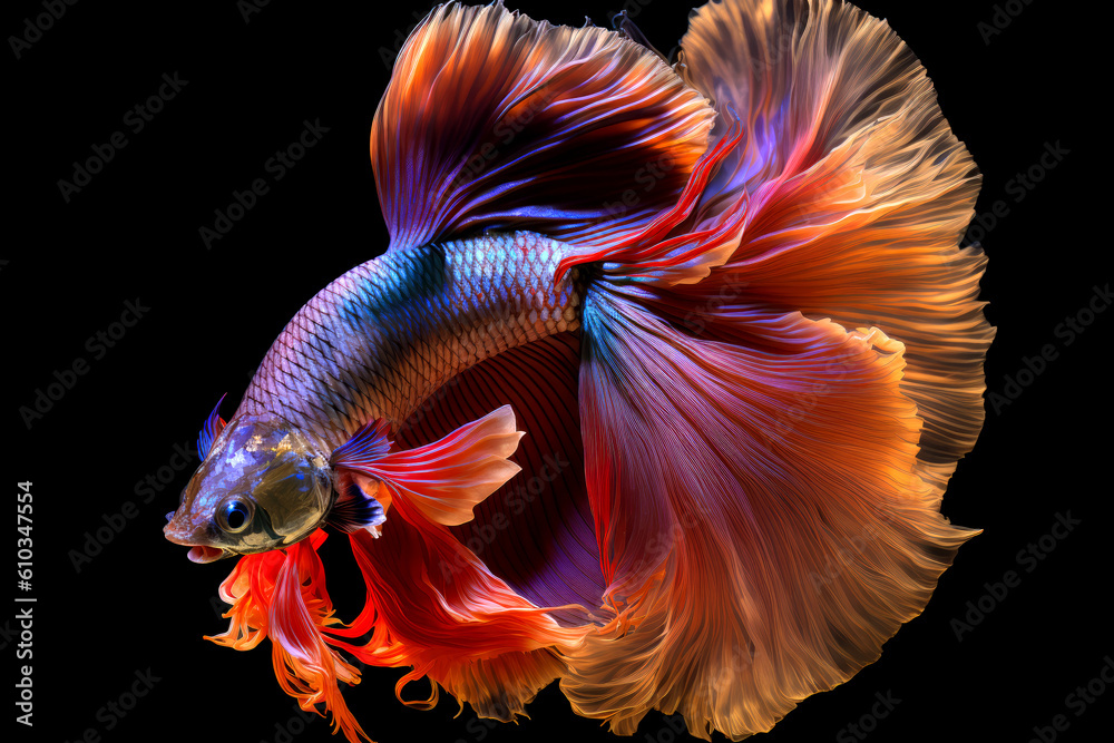 Fototapeta premium Beauty fantasy fighting fish art , Generative Ai 