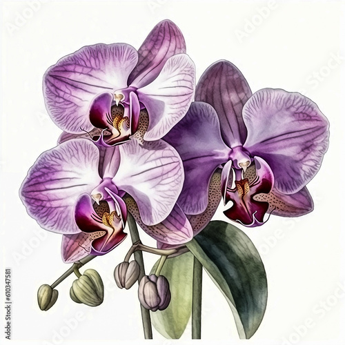 bouquet of flowers phalaenopsis orchids watercolor illustration generative ai