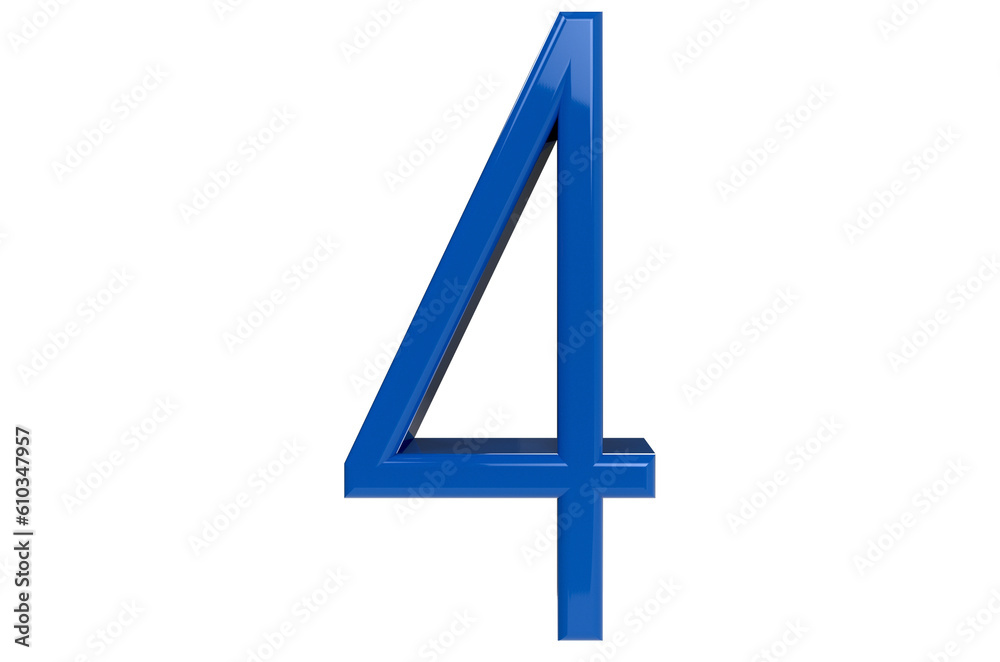 3d Blue number 4 on transparent background PNG 3d Blue number 4 on transparent background PNG