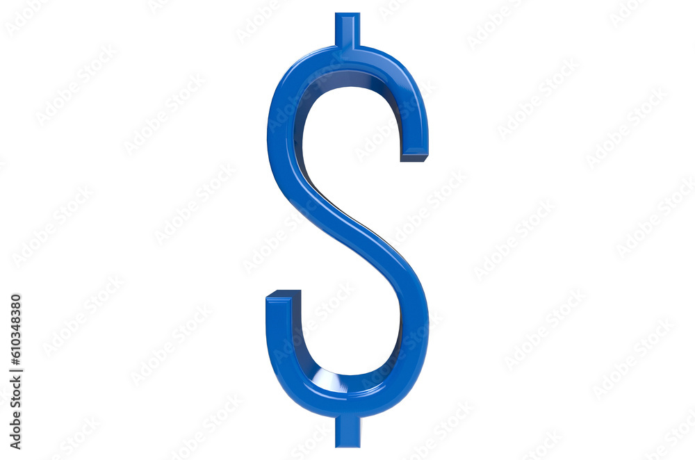Blue dollar symbol on transparent background Blue dollar symbol on transparent background