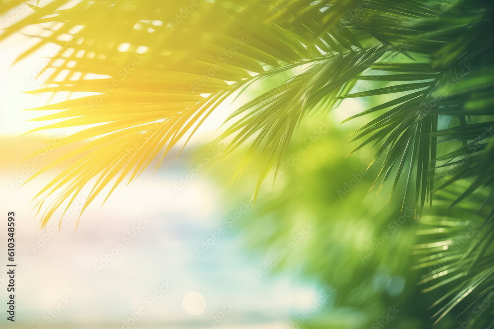 Fototapeta premium Palm leaves in the sunlight.