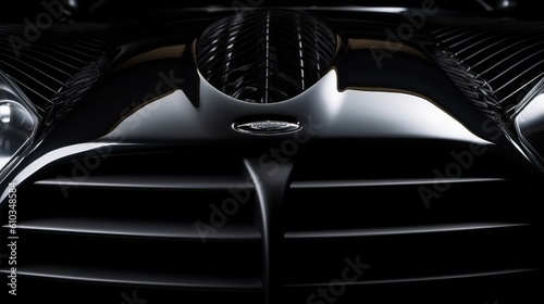 A close-up of the black sports cars front grille photo