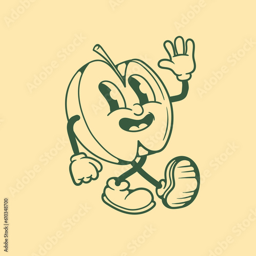 Vintage character design of an apple