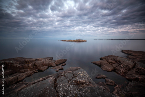 Twilight on Lake Ladoga. Ladoga Skerries National Park. Karelia, Russia
