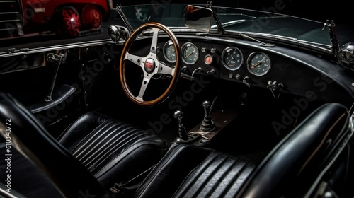 Luxury black leather interior with sports car dashboard © StarStockArt