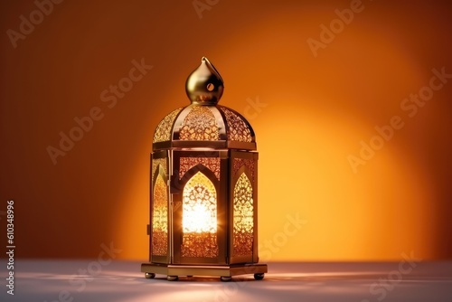 Arabic gold vintage luminous lantern Generated AI
