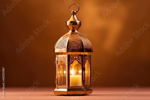 Arabic gold vintage luminous lantern Generated AI