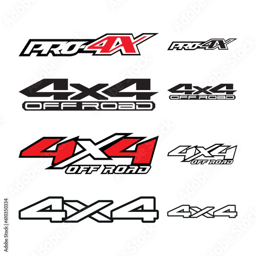 Four pack of 4x4 logos, for trucks, cars and all terrain vehicles, ideal for vinil cut