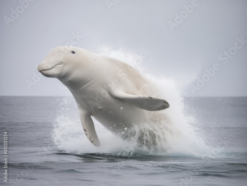 Leinwand Poster Beluga Whale in the arctic habitat Generative AI