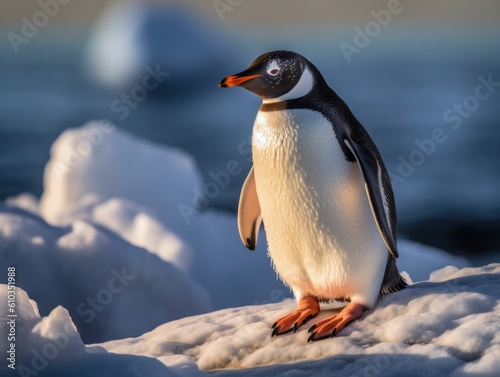 Penguin in the arctic habitat Generative AI © goodies