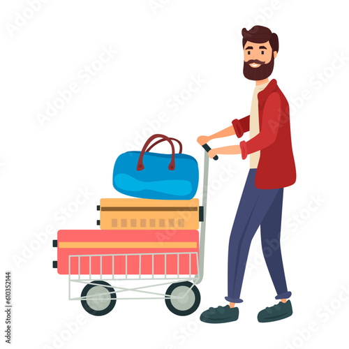 Passenger with baggage flat icon. Colored vector element from airport collection. Creative Passenger with baggage icon for web design, templates and infographics.