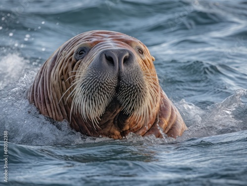 Walrus in the arctic habitat Generative AI