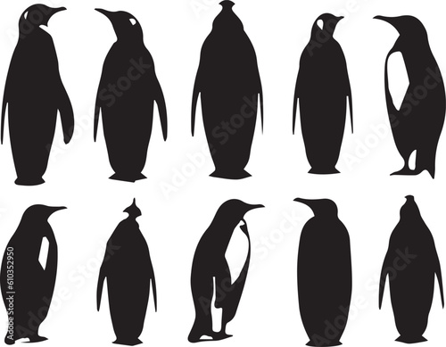 An  Awesome Silhouette Penguin standing vector illustration