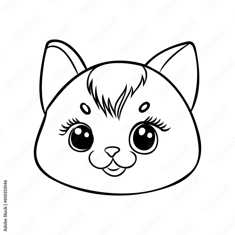Coloring Page Outline Of cartoon little cat on flower clearing. Cute kitten with butterfly. Pet. Coloring book for kids Coloring Page Outline Of cartoon little cat on flower clearing. Cute kitten with butterfly. Pet. Coloring book for kids