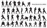 A set of silhouette Mixed Martial Arts vector illustration