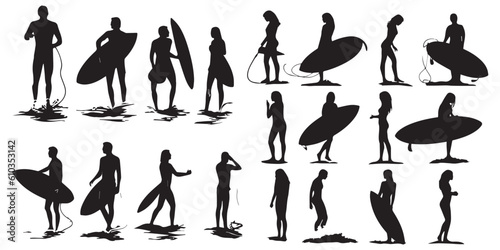 A set of summer surfing vector illustration