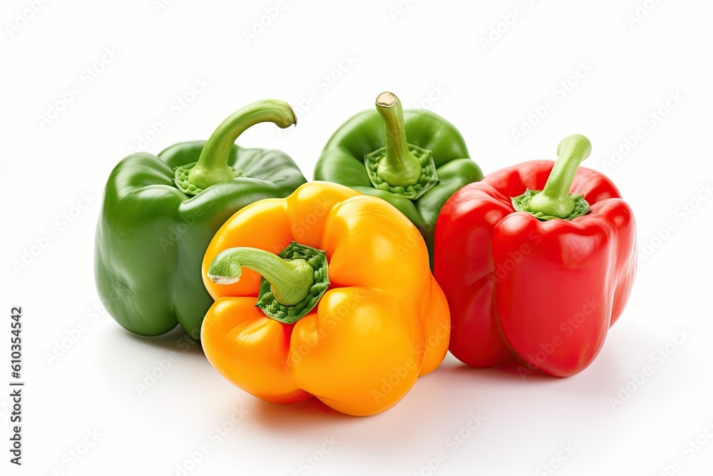 Healthy and Fresh. Close up Freshly Isolated Peppers on White Background Healthy and Fresh. Close up Freshly Isolated Peppers on White Background