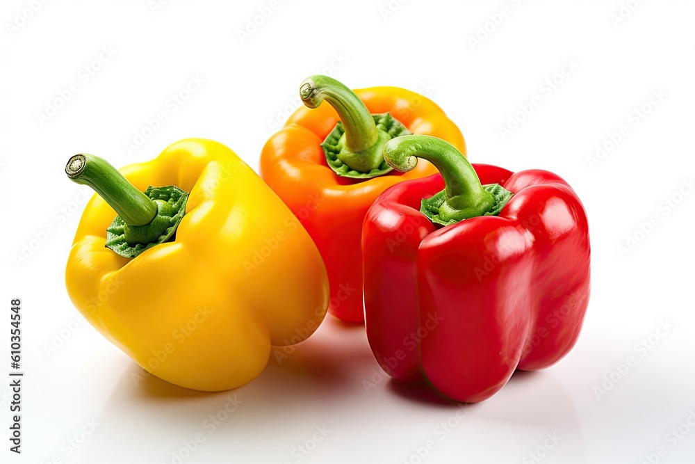 Healthy and Fresh. Close up Freshly Isolated Peppers on White Background Healthy and Fresh. Close up Freshly Isolated Peppers on White Background