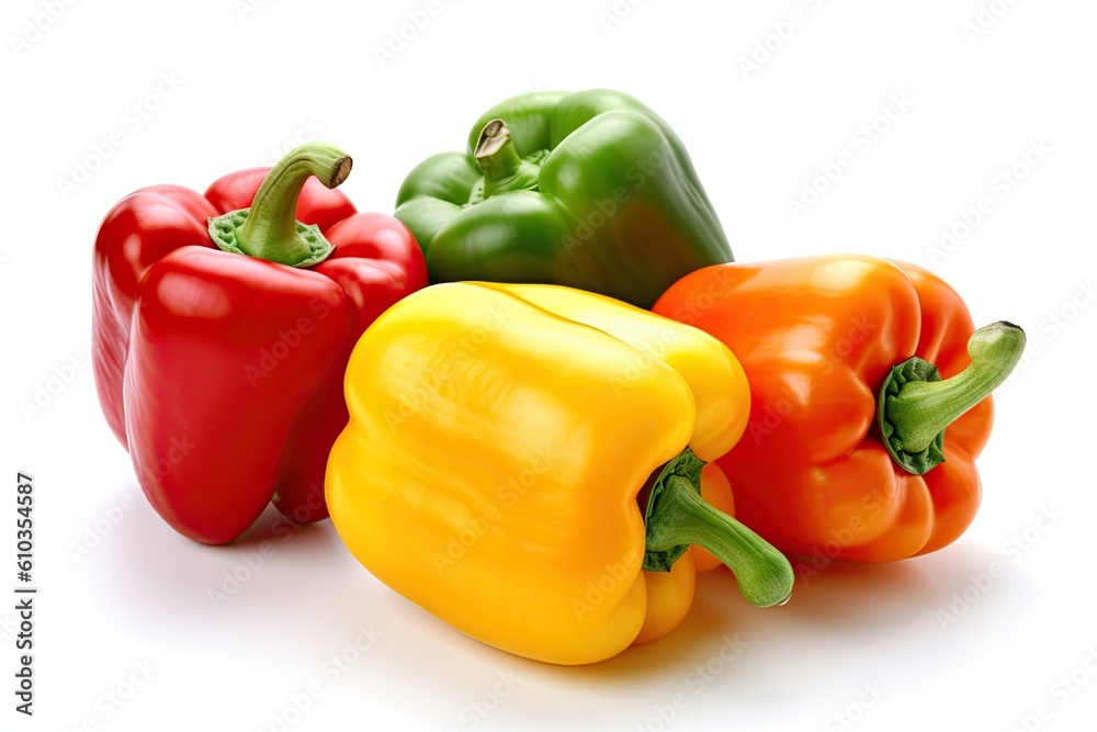 Healthy and Fresh. Close up Freshly Isolated Peppers on White Background Healthy and Fresh. Close up Freshly Isolated Peppers on White Background