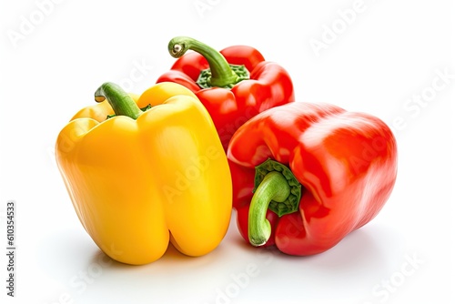 Healthy and Fresh. Close up Freshly Isolated Peppers on White Background