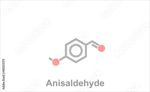 Simplified formula icon of anisaldehyde. Substance occurs in star anise.