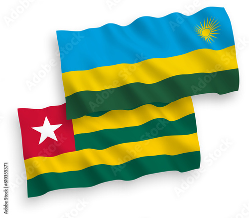 Flags of Togolese Republic and Republic of Rwanda on a white background