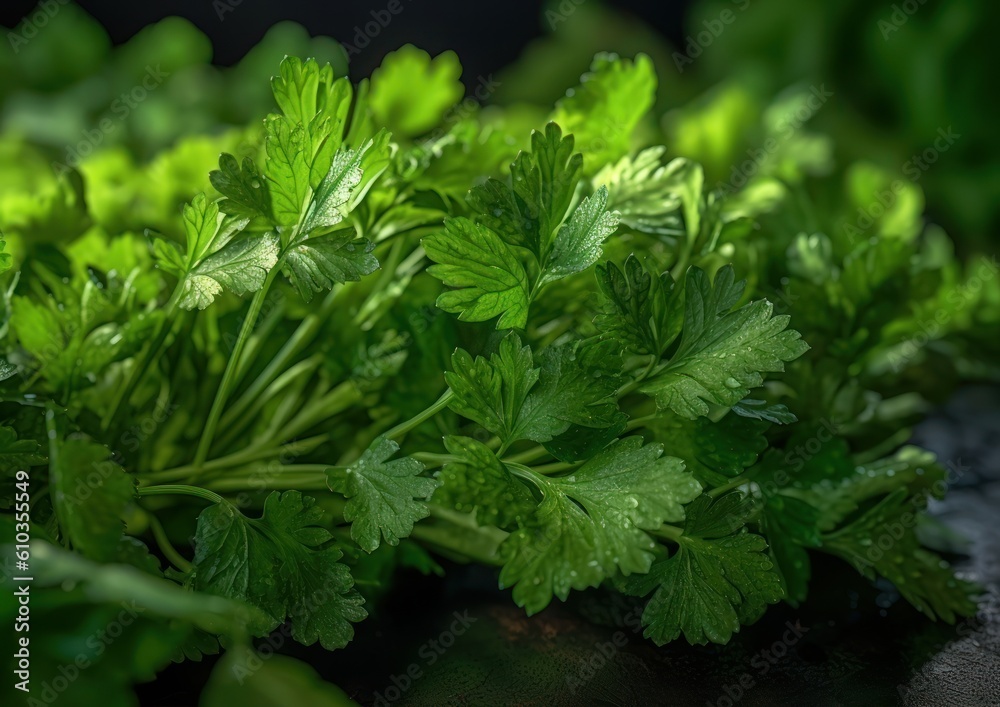 freshly harvested parsley up close, with visible stems and leaves freshly harvested parsley up close, with visible stems and leaves